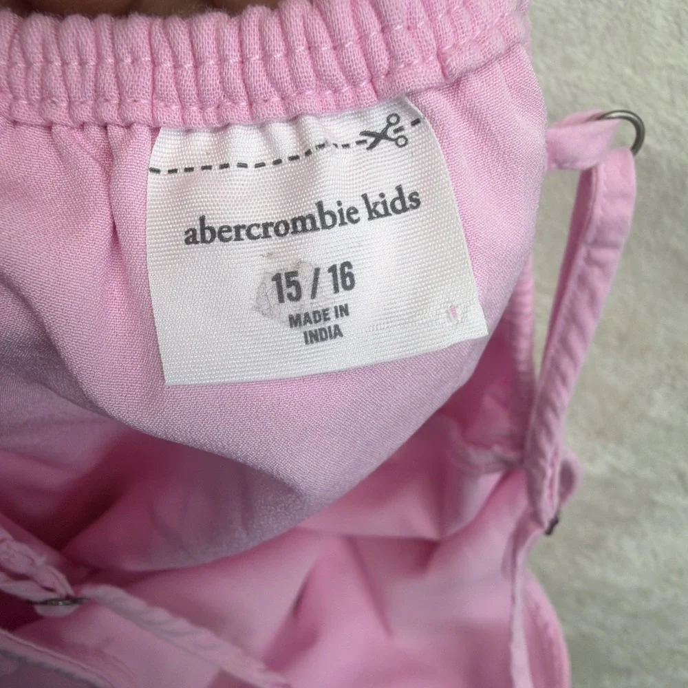 Abercrombie Kids Girls Dress 15/16 Pink Floral Embroidered Swing Sundress